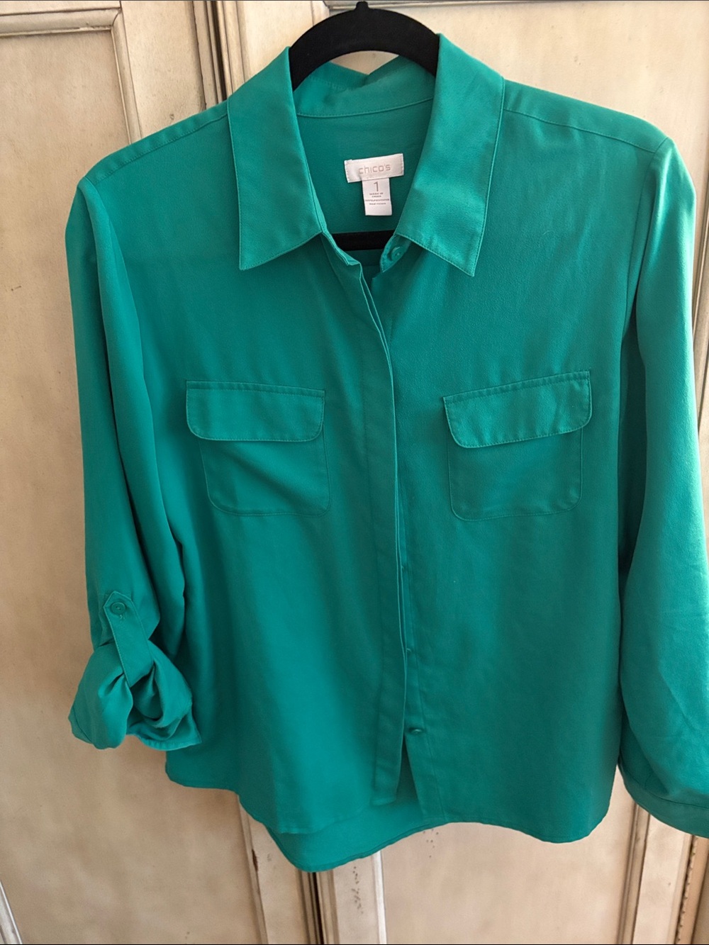 Chico's Teal Green Button-Front Blouse